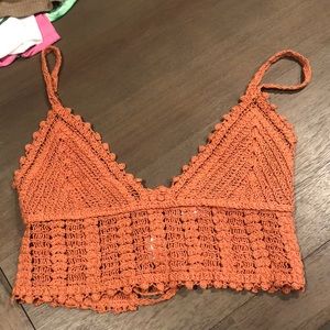 Cute, crochet, burnt, orange tank top
